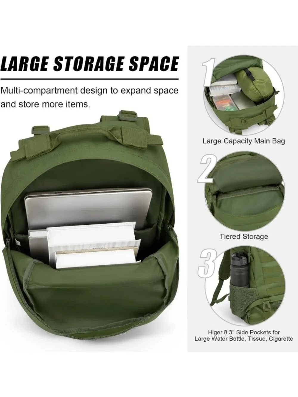 Tactical Hiking Backpack 30L Waterproof Military Day Pack with Molle System